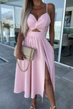 hulianfu Sexy Celebrities Solid Hollowed Out Pocket Slit V Neck Evening Dress Dresses(4 Colors)