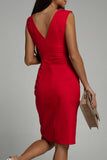 hulianfu Celebrities Elegant Solid Slit Fold V Neck Evening Dress Dresses(4 Colors)