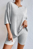 hulianfu Casual Daily Solid Solid Color O Neck Short Sleeve Two Pieces