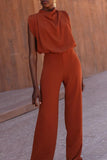 hulianfu Casual Simplicity Solid Backless Half A Turtleneck Regular Jumpsuits