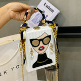 hulianfu Casual Print Patchwork Chains Bags