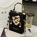 hulianfu Casual Print Patchwork Chains Bags