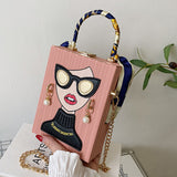 hulianfu Casual Print Patchwork Chains Bags