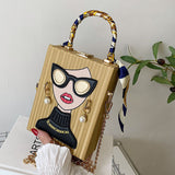 hulianfu Casual Print Patchwork Chains Bags