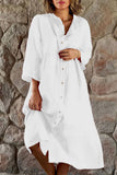 hulianfu Casual Simplicity Solid Buttons Mandarin Collar Shirt Dress Dresses(5 Colors)