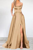 hulianfu Sexy Formal Solid High Opening U Neck Evening Dress Dresses(16 Colors)