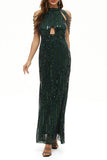 hulianfu Celebrities Elegant Solid Sequins Patchwork O Neck Evening Dress Dresses