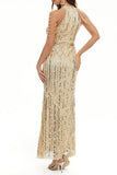 hulianfu Celebrities Elegant Solid Sequins Patchwork O Neck Evening Dress Dresses
