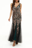 hulianfu Elegant College Patchwork Sequins V Neck Evening Dress Dresses