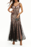 hulianfu Elegant College Patchwork Sequins V Neck Evening Dress Dresses