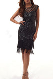 hulianfu Sexy Formal Solid Tassel Beading Zipper O Neck Evening Dress Dresses(3 Colors)