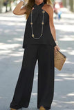 hulianfu Casual Street Solid Halter Sleeveless Two Pieces(3 Colors)