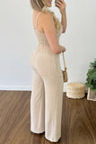 hulianfu Casual Simplicity Solid Fold V Neck Sleeveless Two Pieces