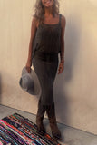hulianfu Sexy Solid Tassel Hollowed Out U Neck Sleeveless Two Pieces(3 Colors)