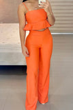 hulianfu Sweet Elegant Solid Flounce Square Collar Sleeveless Two Pieces