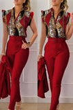 hulianfu Casual Print Patchwork Half A Turtleneck Short Sleeve Two Pieces(14 Colors)