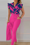 hulianfu Casual Print Patchwork Half A Turtleneck Short Sleeve Two Pieces(14 Colors)