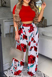 hulianfu Casual Print Contrast O Neck Short Sleeve Two Pieces(7 Colors)