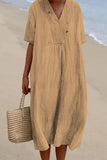 hulianfu Casual Simplicity Solid V Neck Short Sleeve Dress Dresses(6 Colors)