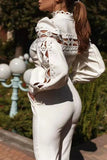 hulianfu Celebrities Elegant Solid Lace Patchwork Half A Turtleneck Long Sleeve Two Pieces