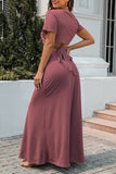 hulianfu Casual Solid Slit V Neck Sleeveless Two Pieces