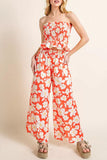hulianfu Casual Sweet Floral Stringy Selvedge Strapless Sleeveless Two Pieces