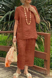 hulianfu Casual Solid V Neck Short Sleeve Two Pieces(3 Colors)