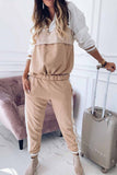 hulianfu Elegant Solid Patchwork Hooded Collar Long Sleeve Two Pieces