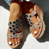 hulianfu Casual Rhinestone Opend Wedges Shoes