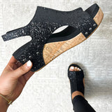 hulianfu Casual Patchwork Opend Wedges Shoes