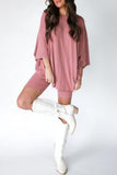 hulianfu Casual Simplicity Solid O Neck Three Quarter Two Pieces