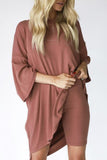 hulianfu Casual Simplicity Solid O Neck Three Quarter Two Pieces