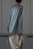 hulianfu Casual Street Animal Print Patchwork Turndown Collar Long Sleeve Two Pieces