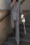 hulianfu Casual Street Animal Print Patchwork Turndown Collar Long Sleeve Two Pieces