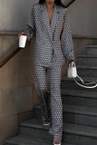 hulianfu Casual Street Animal Print Patchwork Turndown Collar Long Sleeve Two Pieces