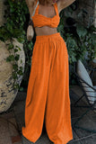 hulianfu Casual Solid Frenulum Square Collar Sleeveless Two Pieces