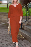 hulianfu Casual Solid O Neck Half Sleeve Two Pieces