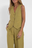 hulianfu Casual Solid Beading V Neck Sleeveless Two Pieces