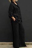 hulianfu Casual Simplicity Solid Pocket Turndown Collar Long Sleeve Two Pieces(8 Colors)