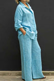 hulianfu Casual Simplicity Solid Pocket Turndown Collar Long Sleeve Two Pieces(8 Colors)