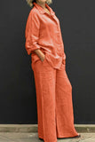 hulianfu Casual Simplicity Solid Pocket Turndown Collar Long Sleeve Two Pieces(8 Colors)