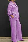 hulianfu Casual Simplicity Solid Pocket Turndown Collar Long Sleeve Two Pieces(8 Colors)