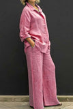 hulianfu Casual Simplicity Solid Pocket Turndown Collar Long Sleeve Two Pieces(8 Colors)