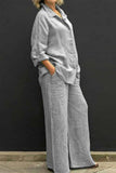 hulianfu Casual Simplicity Solid Pocket Turndown Collar Long Sleeve Two Pieces(8 Colors)