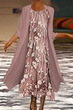 hulianfu Elegant Print Patchwork O Neck Long Sleeve Two Pieces