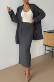 hulianfu Casual Simplicity Solid Cardigan Collar Long Sleeve Two Pieces(4 Colors)