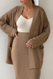 hulianfu Casual Simplicity Solid Cardigan Collar Long Sleeve Two Pieces(4 Colors)