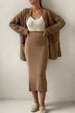 hulianfu Casual Simplicity Solid Cardigan Collar Long Sleeve Two Pieces(4 Colors)