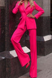 hulianfu Work Elegant Solid Patchwork Turn-back Collar Long Sleeve Two Pieces(4 Colors)