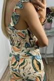 hulianfu Street Print Patchwork V Neck Sleeveless Two Pieces